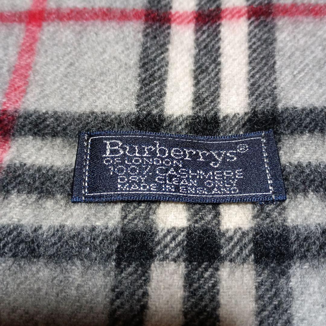 美品☆Burberry チェック柄マフラー グレー カシミヤ