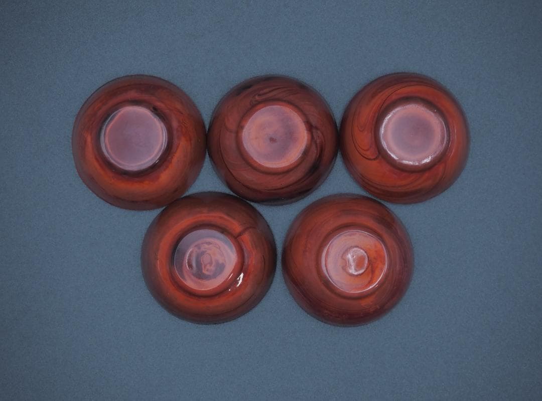 唐物 乾隆ガラス 乾隆硝子 練込模様 盃 5客 合箱付