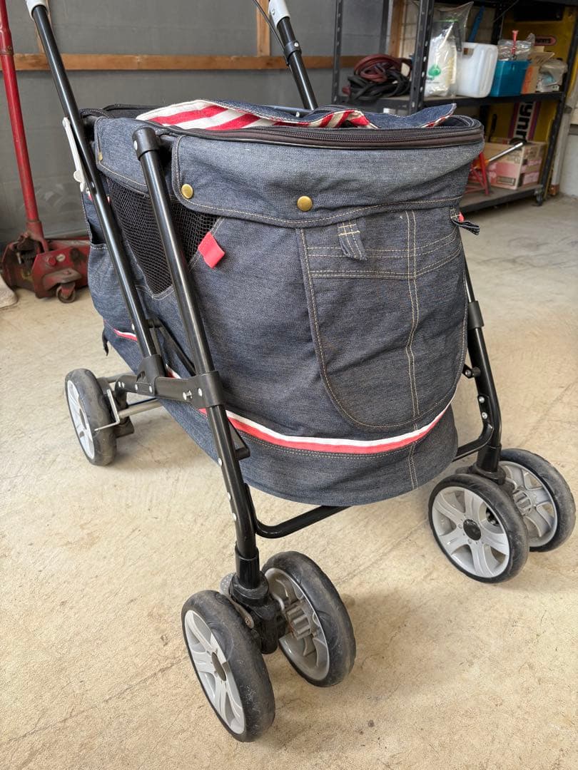 デニムブルー ペットカート メッシュ通気性
