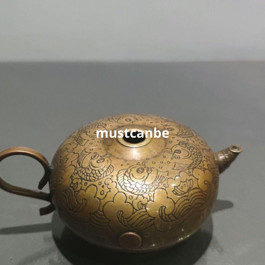銅製 水注 墨壺 水滴壺 書道具 文房具 装飾品 工芸品 置物