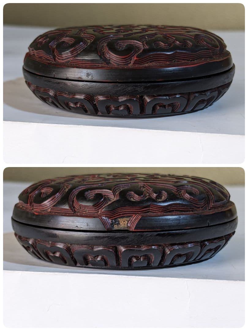 ♦中国 珍物 古玩古美術骨董品 堆黒 堆朱 盒子 香合 漆芸 漆器 美術品骨董品