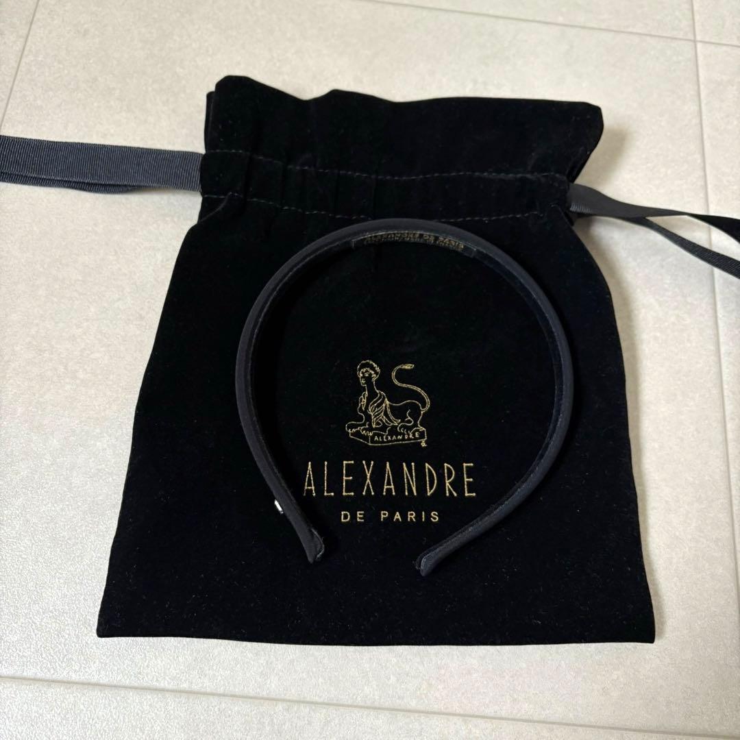 【美品】アレクサンドルドゥパリ カチューシャ　ベロア 黒 ブラック