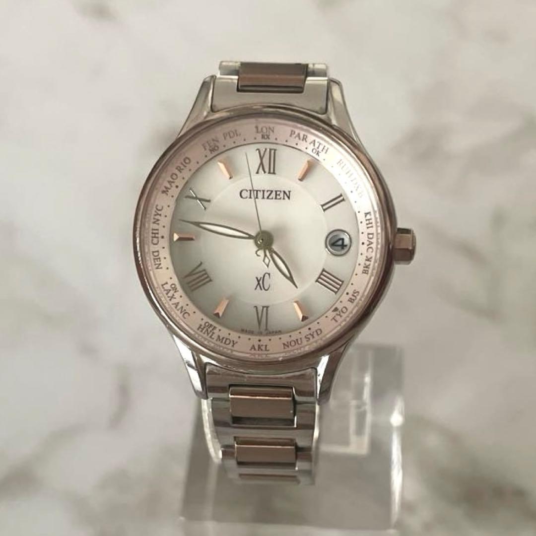 【動作確認済】シチズン◆Xc チタン ソーラー電波時計 エコドライブ 防水コマ有
