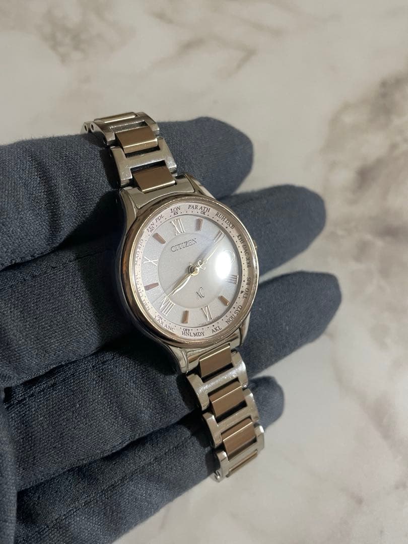 【動作確認済】シチズン◆Xc チタン ソーラー電波時計 エコドライブ 防水コマ有