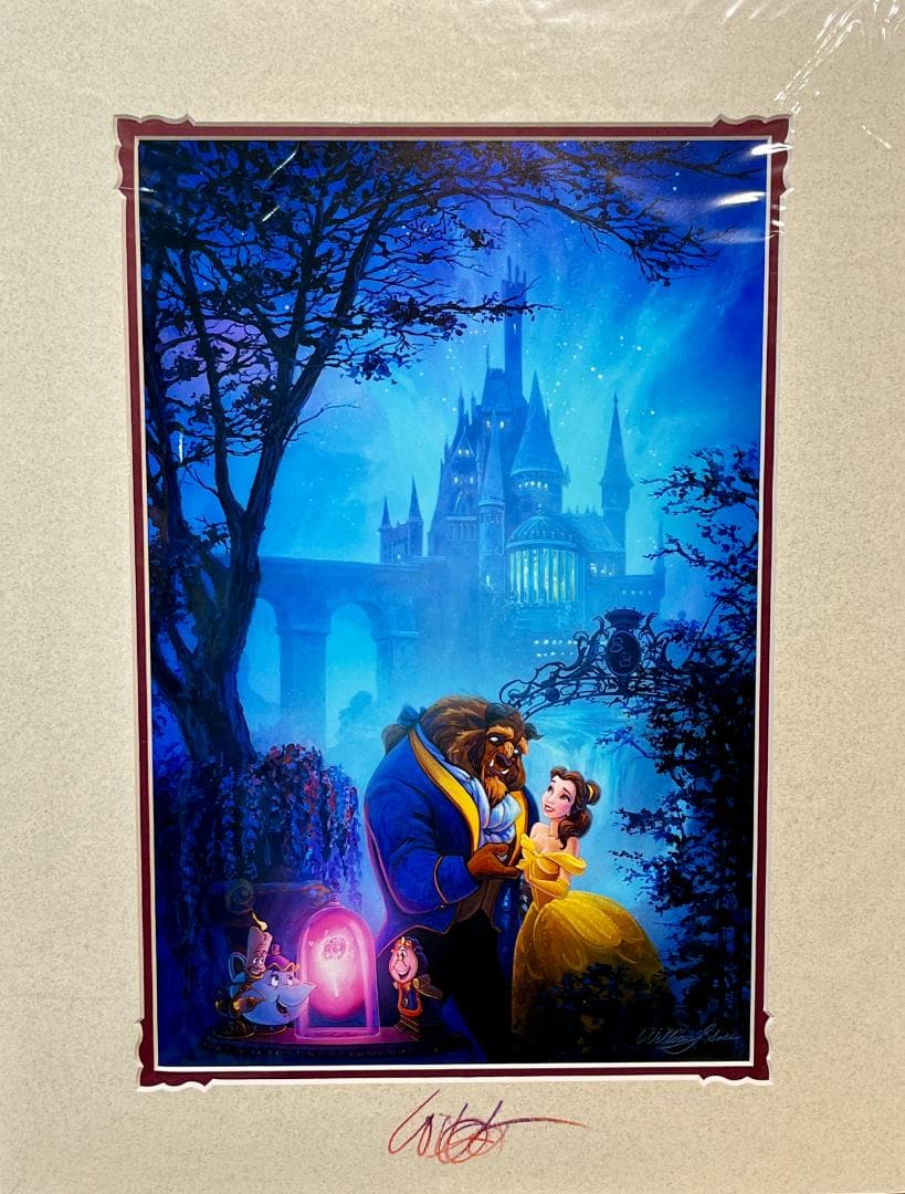 オフィシャル 美女と野獣 アート サイン入り ディズニー Disney 正規品