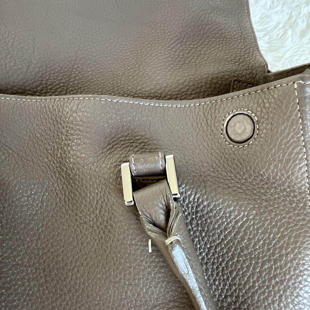 NAGATANI ハンドバッグ　シボレザー　グレージュ　フラップ