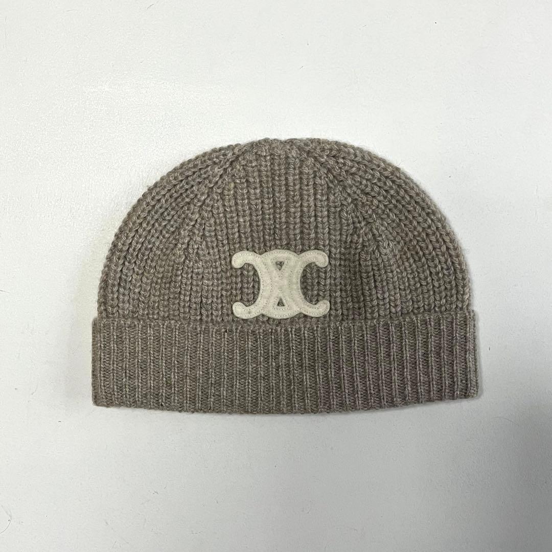 CELINE トリオンフ カシミヤ ニット帽 ビーニー グレー