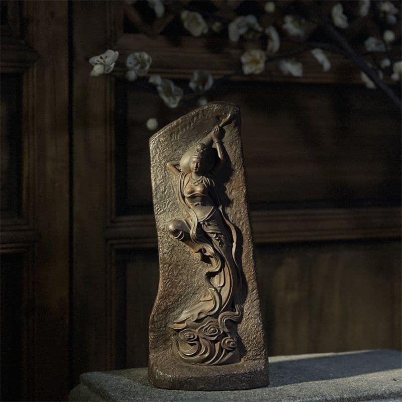 石 製 浮彫琵琶 装飾 装飾品 工芸品 美術品 置物