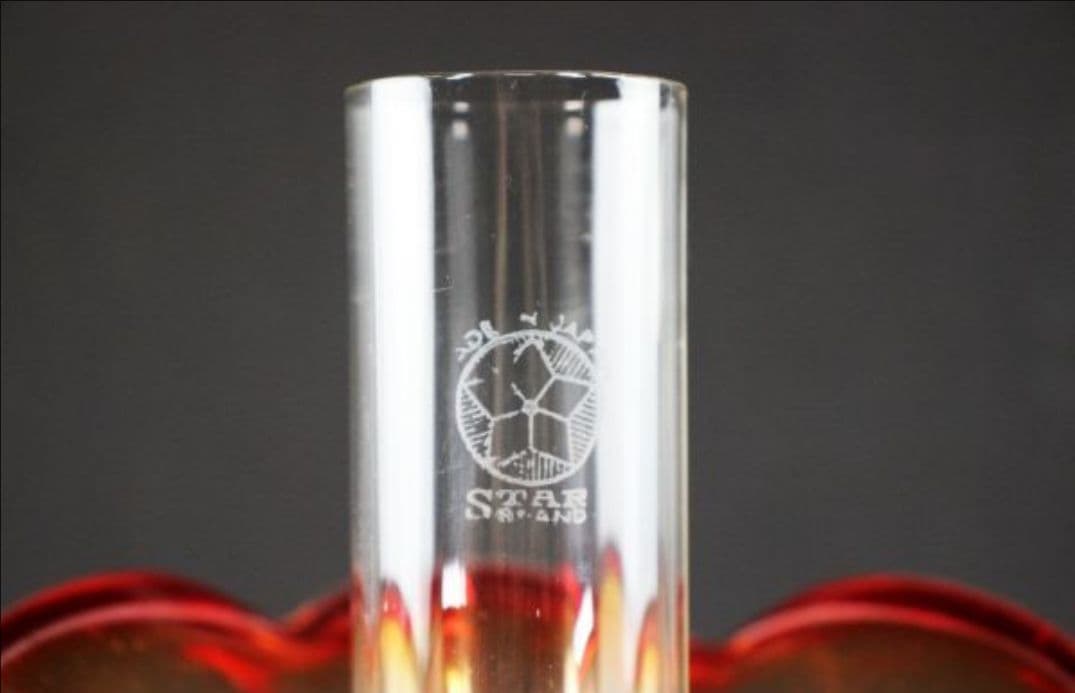 旧家収蔵 大正期 赤フリル ランプ 特殊バーナー構造