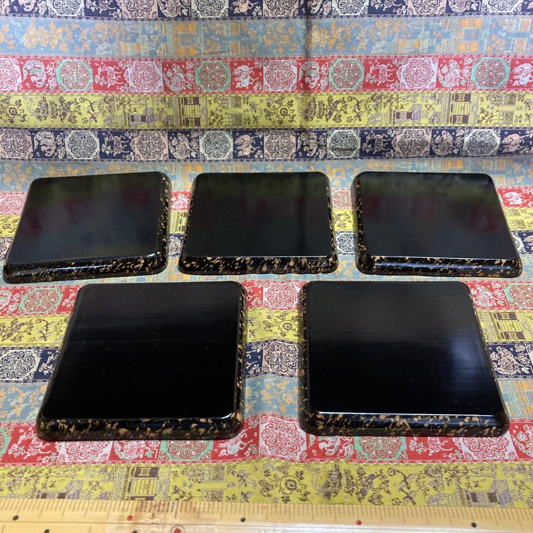 松葉柄　漆塗菓子器揃　ビロードに覆われた木箱入り5品9セット