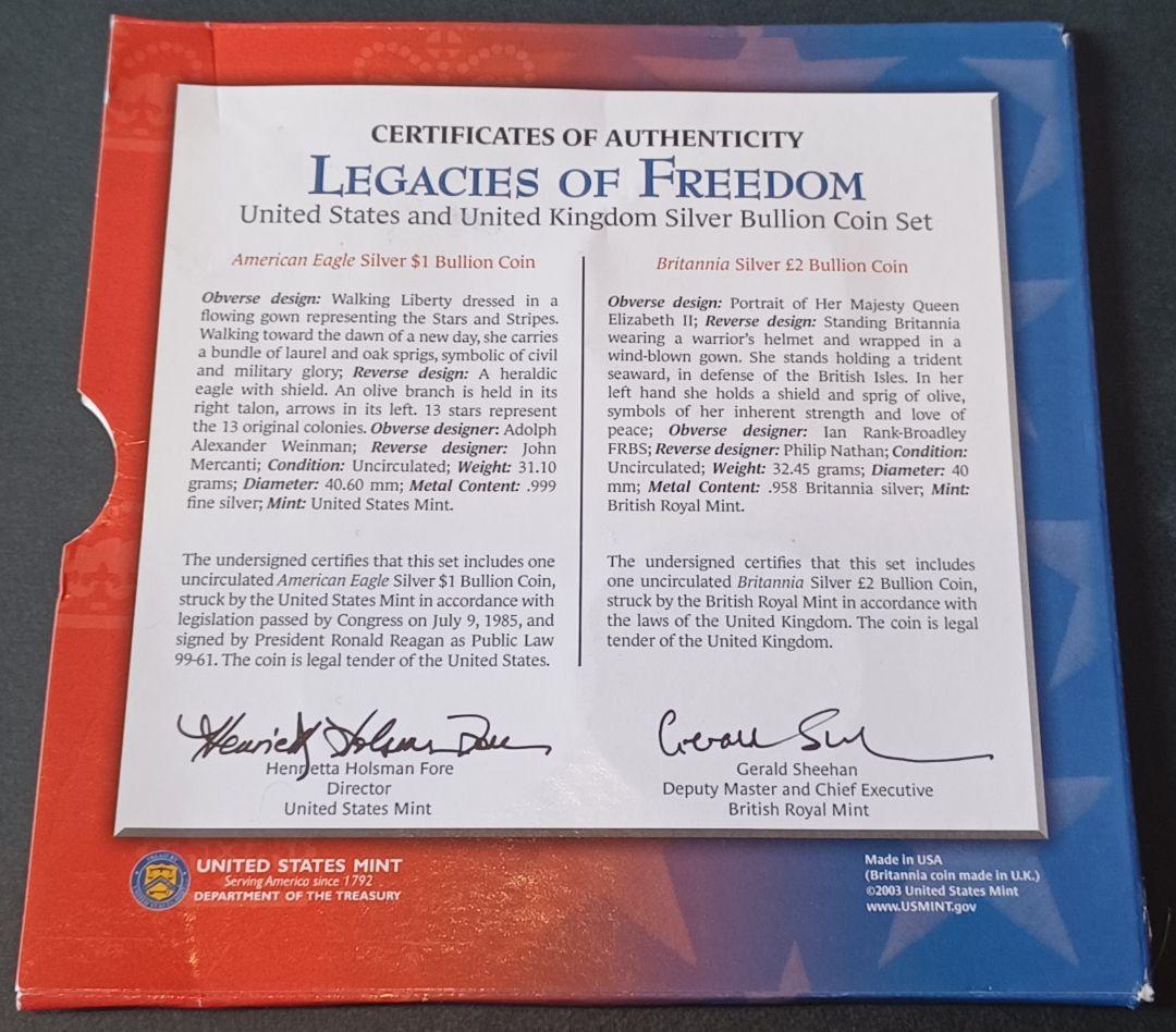 Legacies Of Freedom イーグル銀貨とブリタニア銀貨