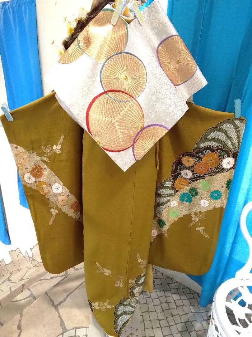 超お得】振袖フルセット、正絹、重ね衿帯揚げ帯締め、西陣袋帯、ガード加工