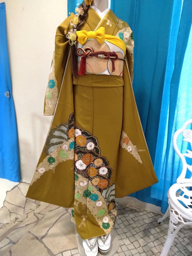 超お得】振袖フルセット、正絹、重ね衿帯揚げ帯締め、西陣袋帯、ガード加工