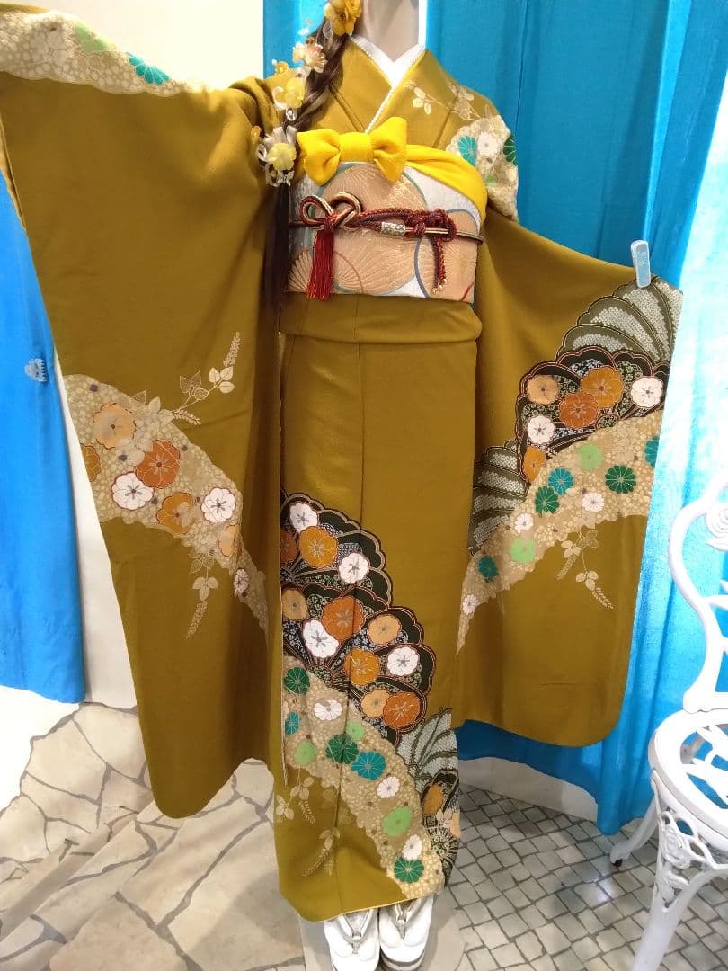 超お得】振袖フルセット、正絹、重ね衿帯揚げ帯締め、西陣袋帯、ガード加工