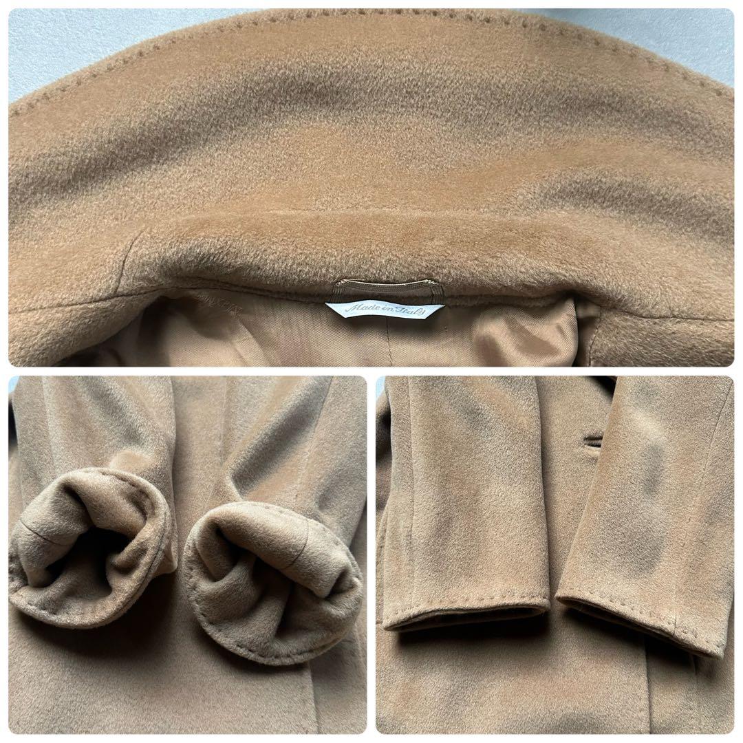 マックスマーラ カシミヤ混 ベルテッドコート チェスター キャメル マキシ丈