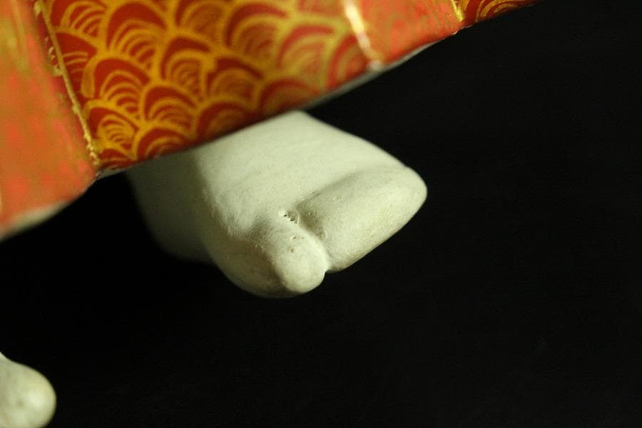 名工 初代 久世久宝作 猩々 置物 共箱 金銘(K-A224)