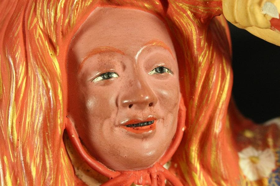 名工 初代 久世久宝作 猩々 置物 共箱 金銘(K-A224)