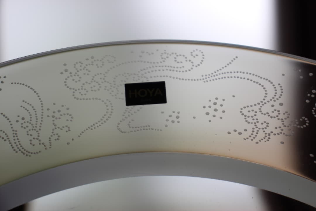 未使用・箱入　HOYAクリスタル　飛鶴金縁波紋様大皿　飾皿