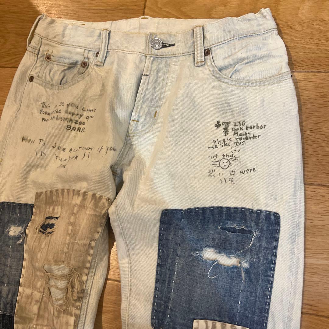 【ほぼ未使用】デニムダンガリー ダメージ　ジーンズ　150cm