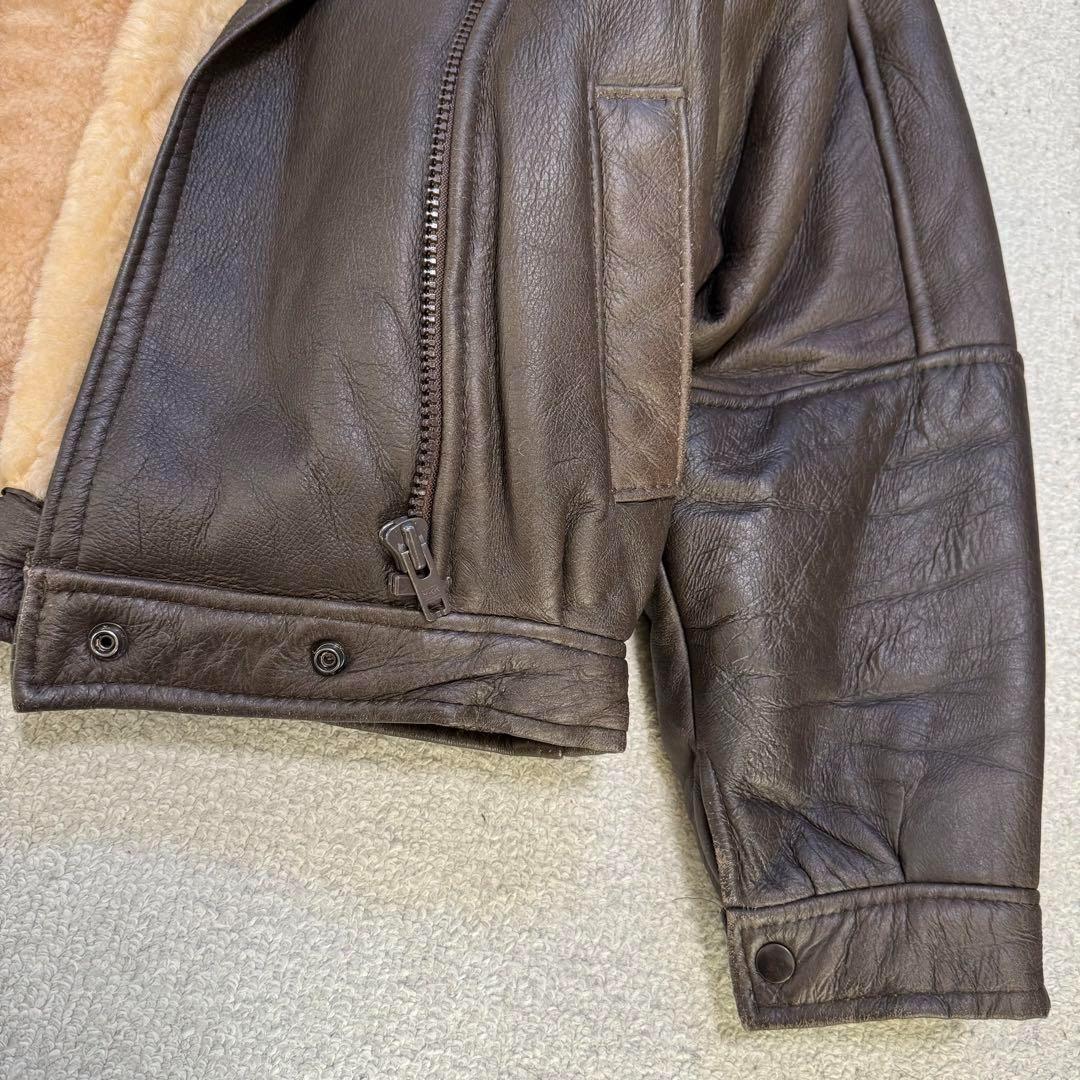 【Lakeland】本革シープスキン　内面ボア　ライダースジャケット　ブラウンS