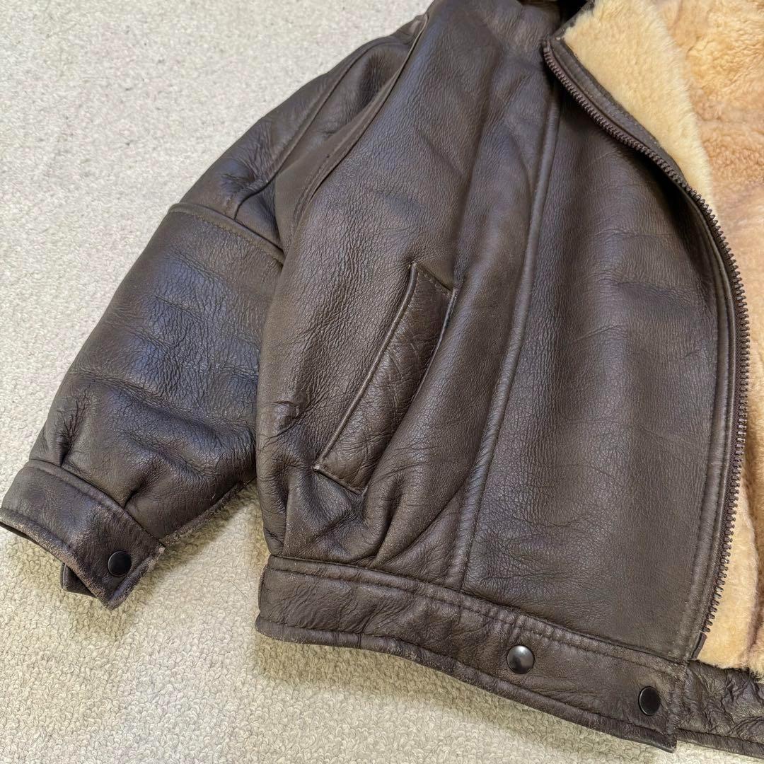 【Lakeland】本革シープスキン　内面ボア　ライダースジャケット　ブラウンS
