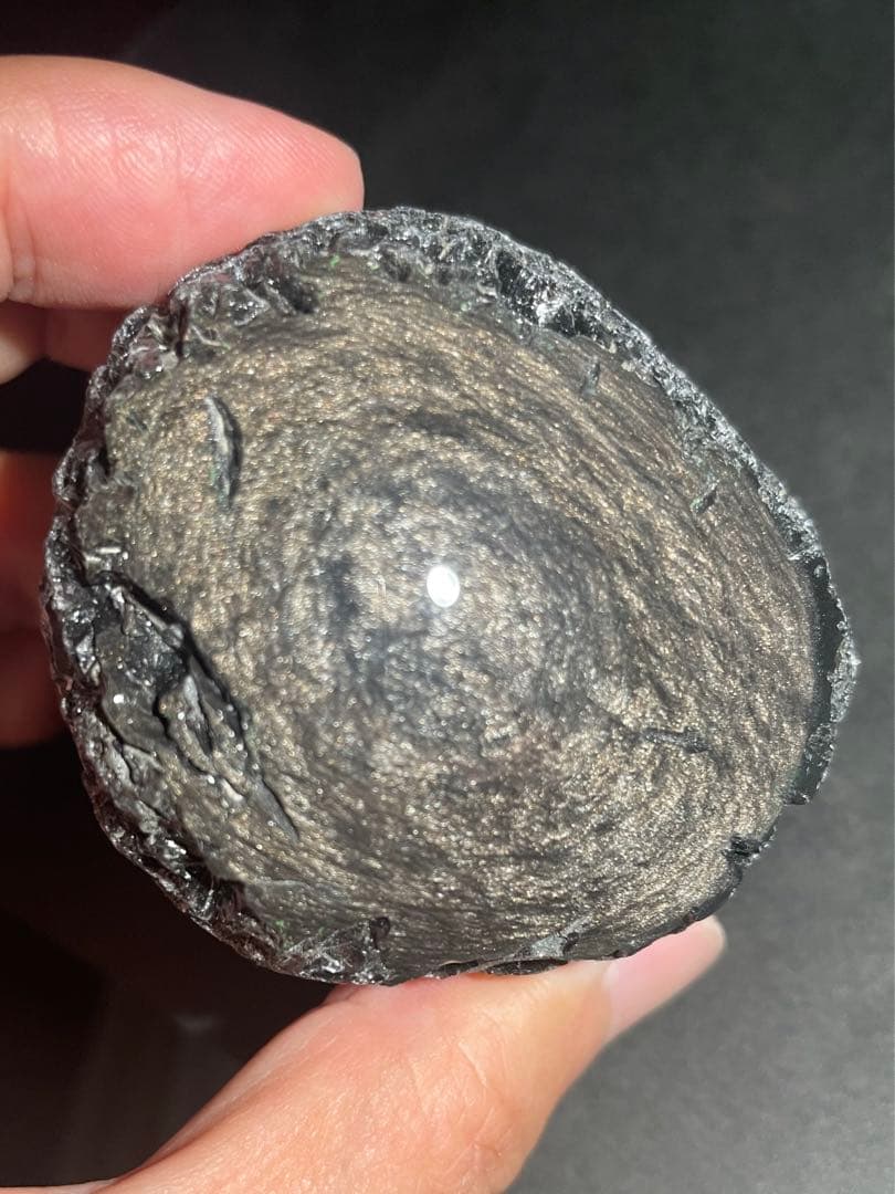 研磨品　十勝石玲瓏　ゴールデンマホガニーオブシディアン　特級品