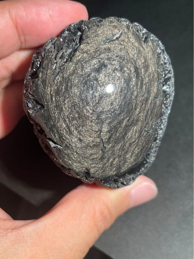 研磨品　十勝石玲瓏　ゴールデンマホガニーオブシディアン　特級品