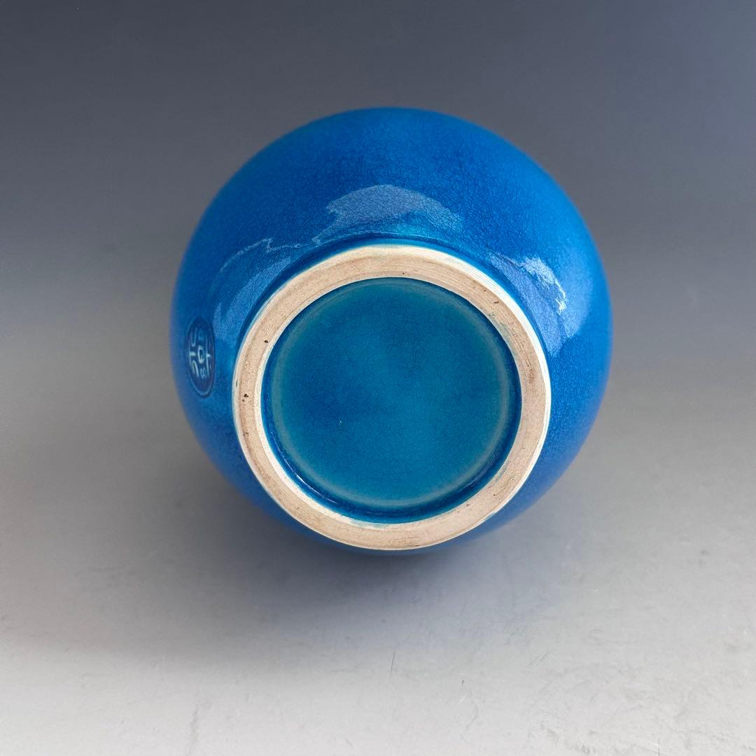 茶道具　鵬雲斎宗匠書付　浅黄交趾　鶴首　花入　永楽善五郎　即全　共箱　京焼　花器