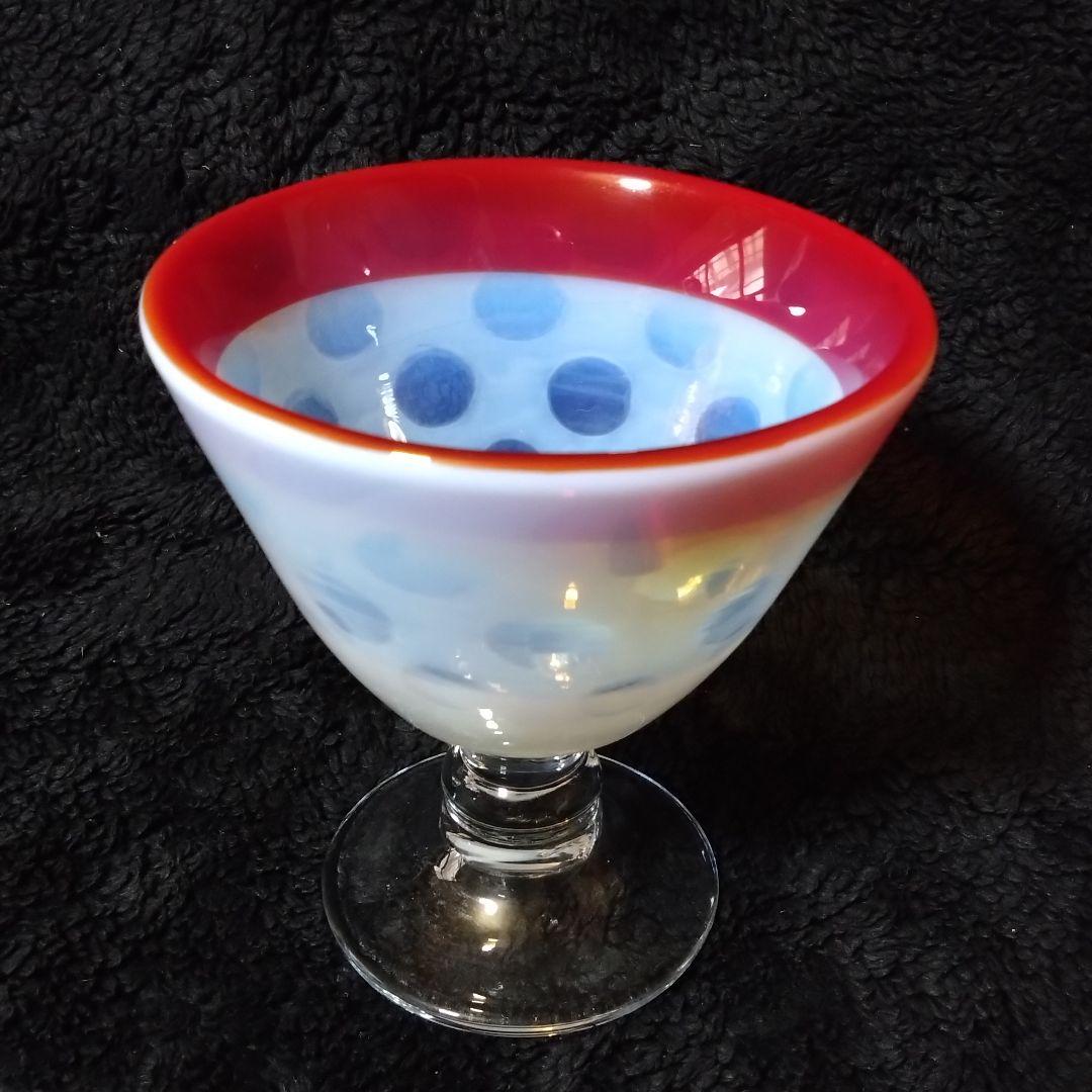 氷コップ　昭和レトロ　水玉　赤　レッド