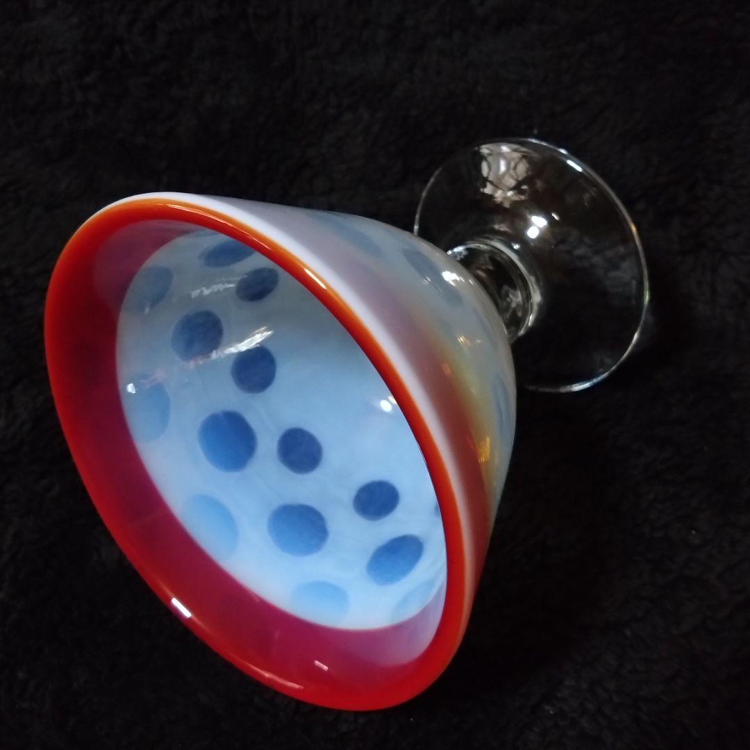 氷コップ　昭和レトロ　水玉　赤　レッド