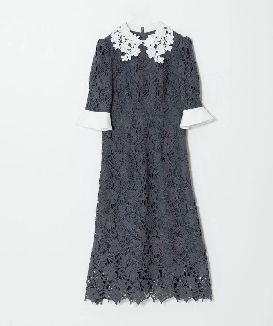 お値引‼️【希少Mサイズ】Leja 花柄レースカラースパンコールAラインワンピース