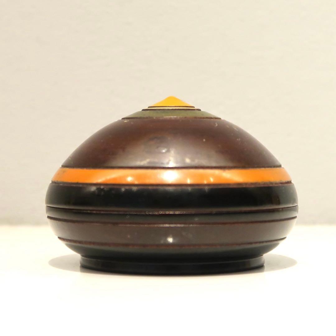 【茶道具】3代村瀬治兵衛作　宝珠形独楽塗香合