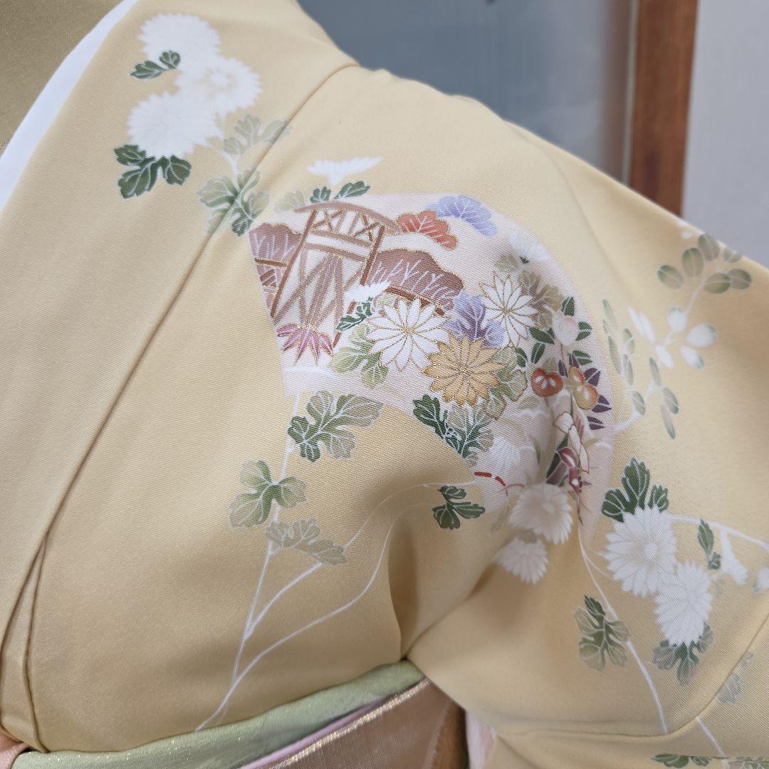 トールサイズ訪問着4点フルセット、着物、袋帯、帯締め、帯揚げ