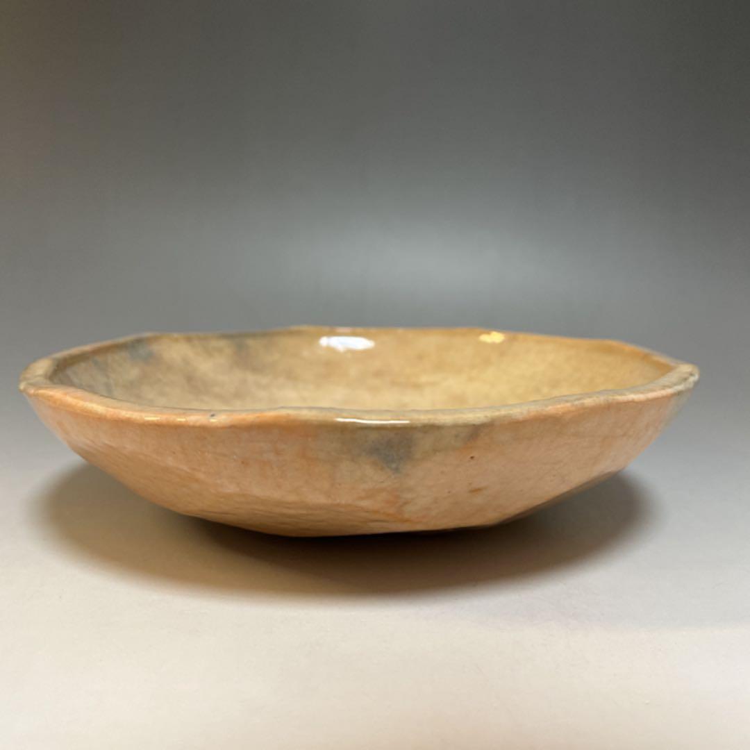 茶道具  赤楽平鉢  菓子器  二代 小川長楽 造