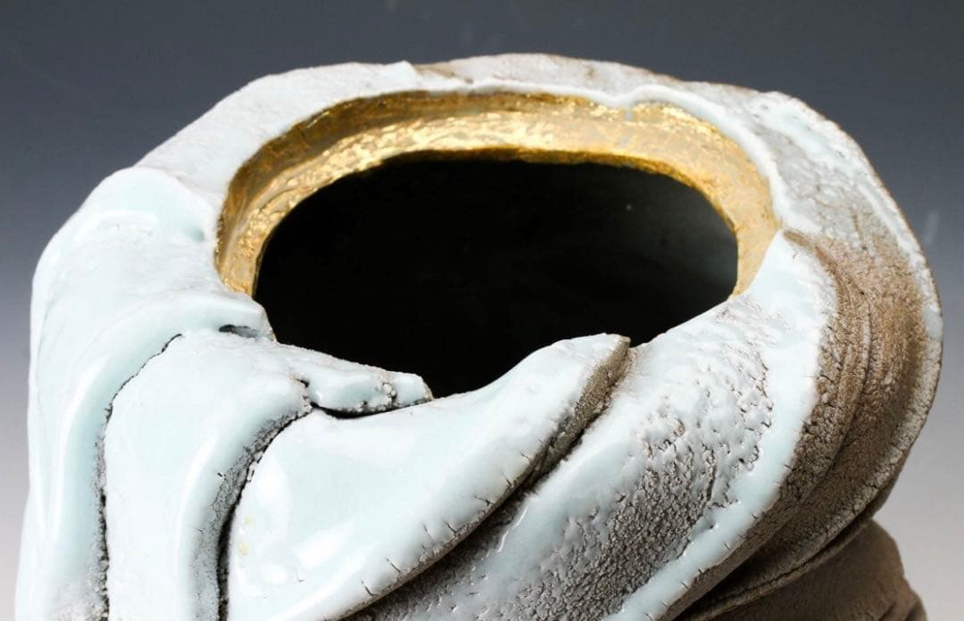 加藤洋二 最上位作 傑作 春なごり雪 水指 茶道具 本物保証 走泥社 陶芸 陶器