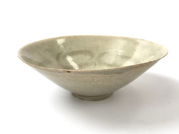 骨董　影青　青白磁　線文　茶碗　中国古美術　中国骨董　アンティーク