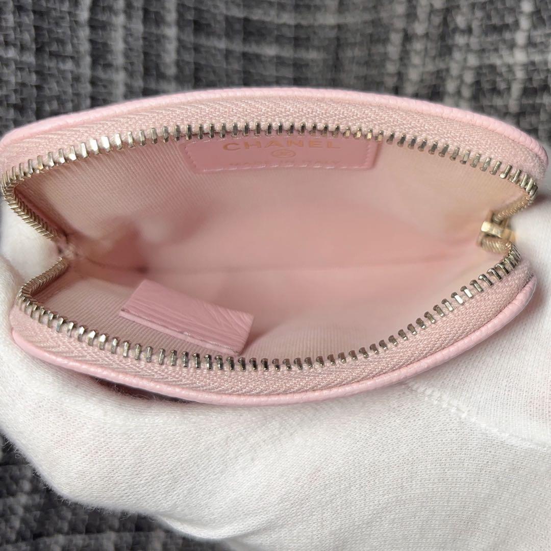 CHANEL ケース　カードケース　マトラッセ　キャビアスキン　ピンク
