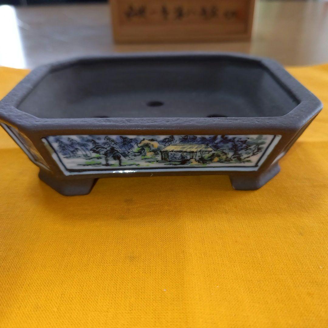 未使用　陶翠　盆栽鉢(八角)【木箱つき】