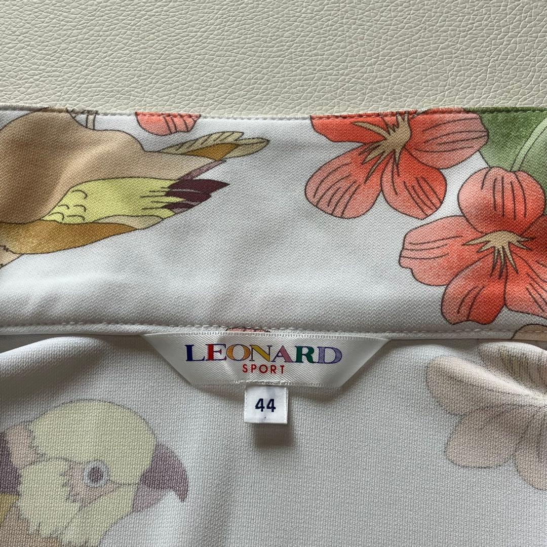 美品　レオナール　ポロシャツ　花柄　鳥　大きいサイズ44