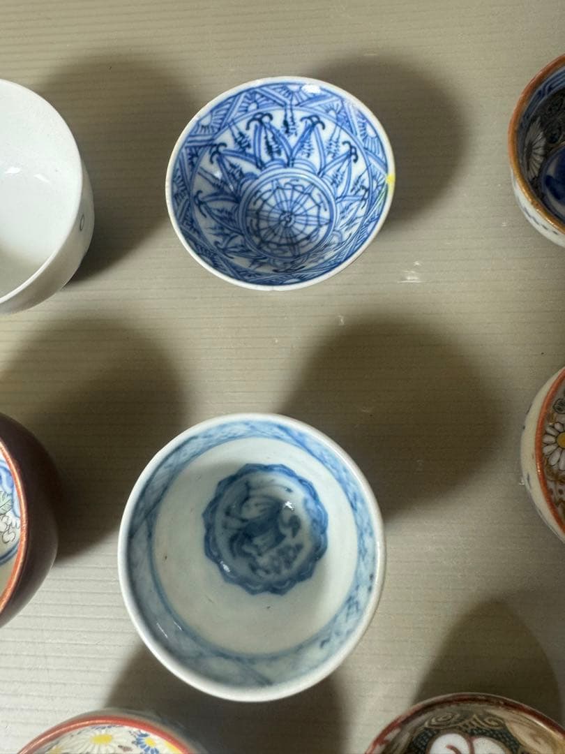 2413  九谷焼　猪口　まとめ売り　合計11客　時代物