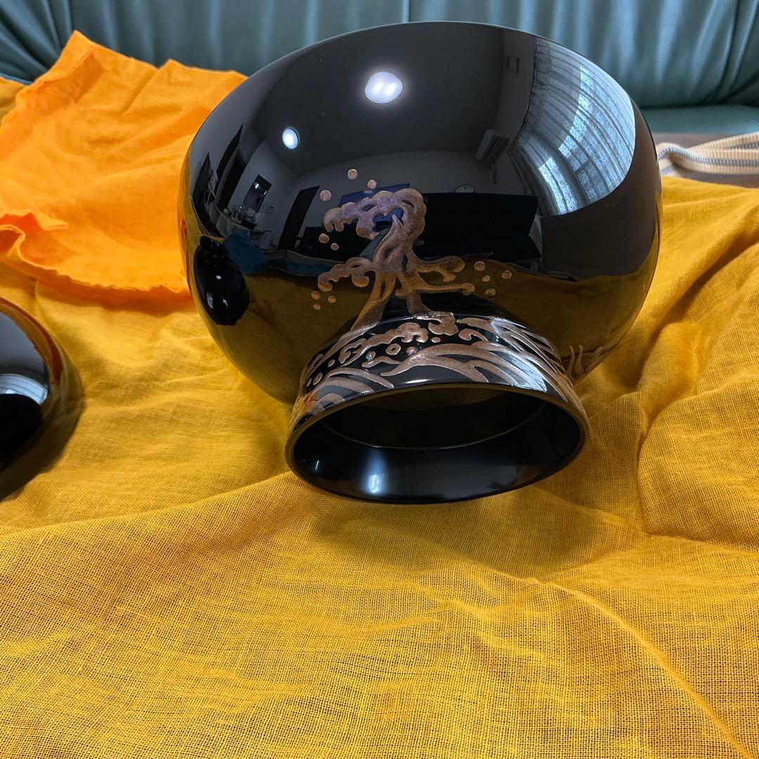 vincentfuto318様 輪島屋本店　波に日の出鶴蒔絵5客揃