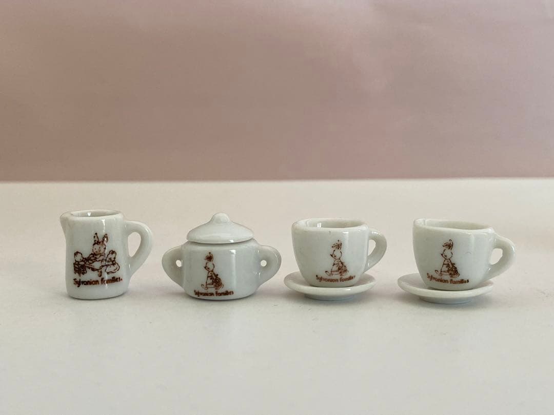 シルバニアファミリー レア初期 食器セット 緑の家具 エポック社