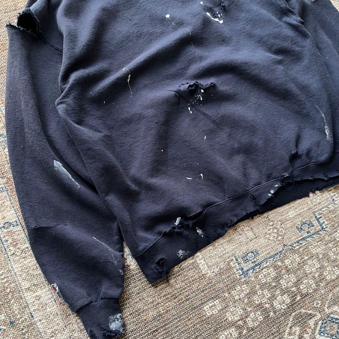 90s champion ダメージ ボロ スウェット パーカー ペンキ　グランジ