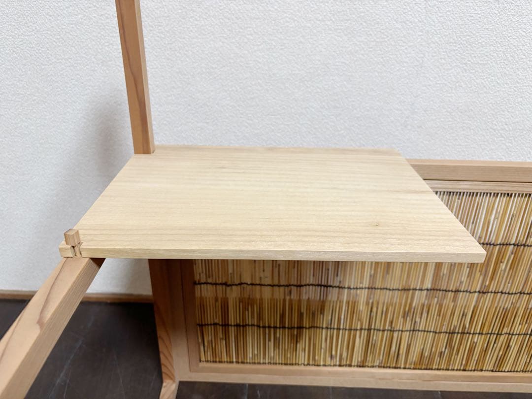 ほぼ未使用 茶道具 指物師渡辺可映作 台目棚 有楽好写 (自在棚) 組み立式元箱