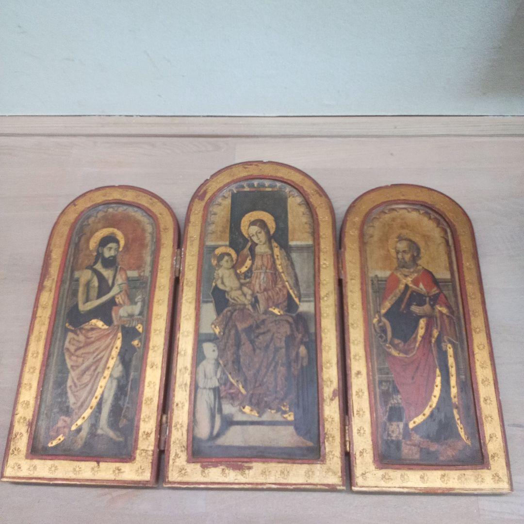 祭壇画 トリプティック 　イタリア土産品ビンテージ