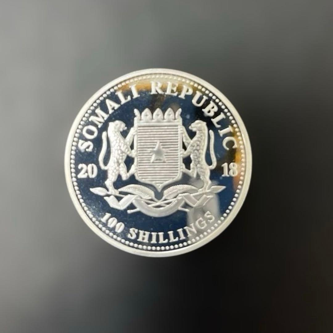 【純銀】ソマリア共和国　2018年　エレファント銀貨100シリング　1オンス①