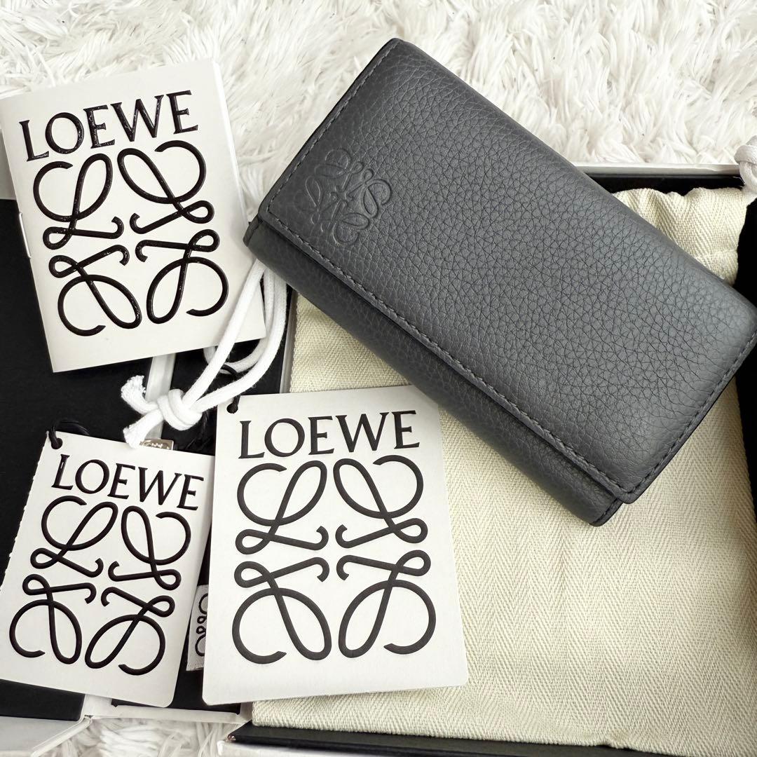 【未使用品】ロエベ メンズ キーケース ソフトグレインカーフ ６連 アナグラム