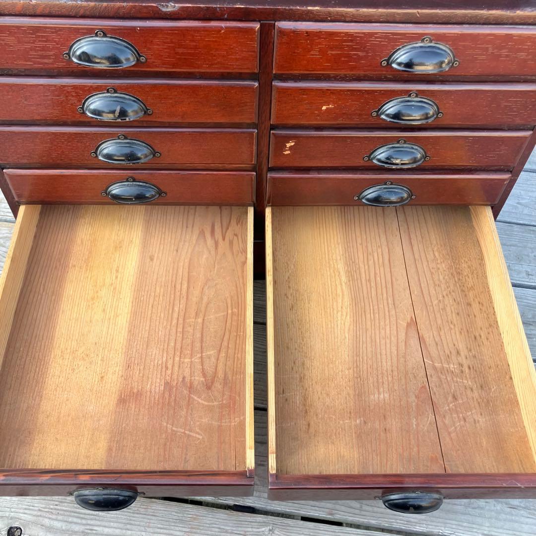 北欧レトロ ヴィンテージ 古家具 書類棚 整理棚 木製チェスト 11杯 箪笥