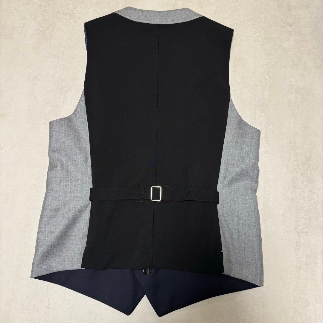 美品 NICOLE リバーシブルベスト スーツベスト 紺 グレー 結婚式 参列