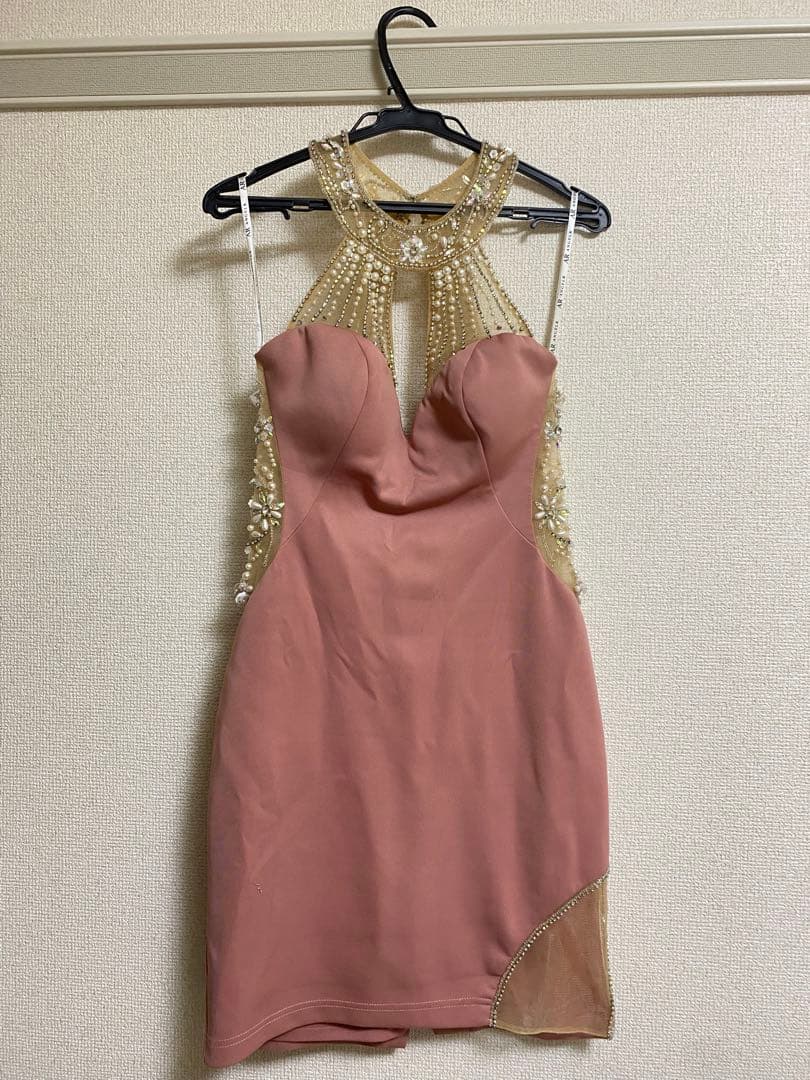 angel r AR ピンク ハイネック ビジュードレス Mサイズ